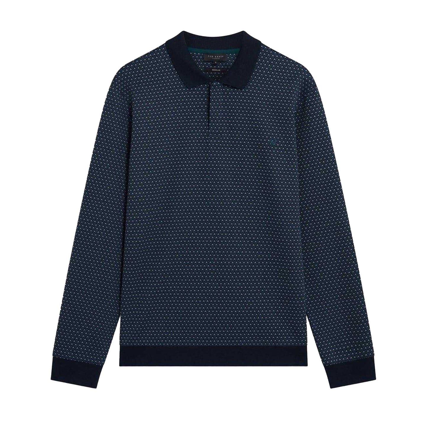 Navy - Back - Ted Baker Mens Jacquard Long-Sleeved Polo Shirt