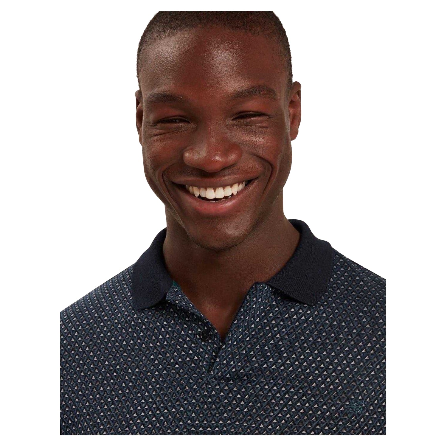 Navy - Lifestyle - Ted Baker Mens Jacquard Long-Sleeved Polo Shirt
