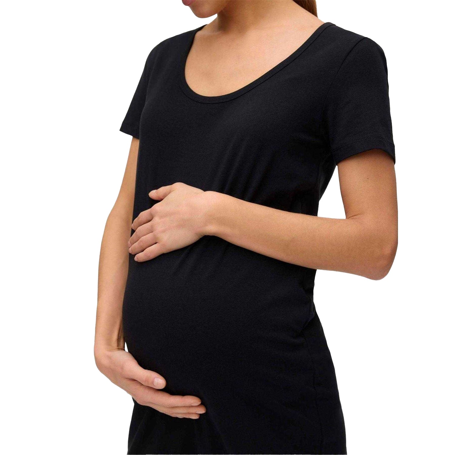 Black - Side - Mamalicious Womens-Ladies Maternity Short-Sleeved T-Shirt Dress