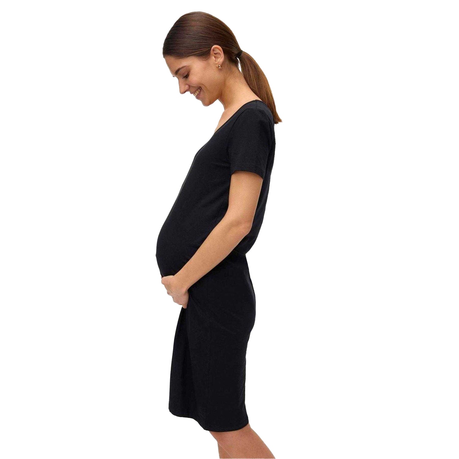 Black - Lifestyle - Mamalicious Womens-Ladies Maternity Short-Sleeved T-Shirt Dress