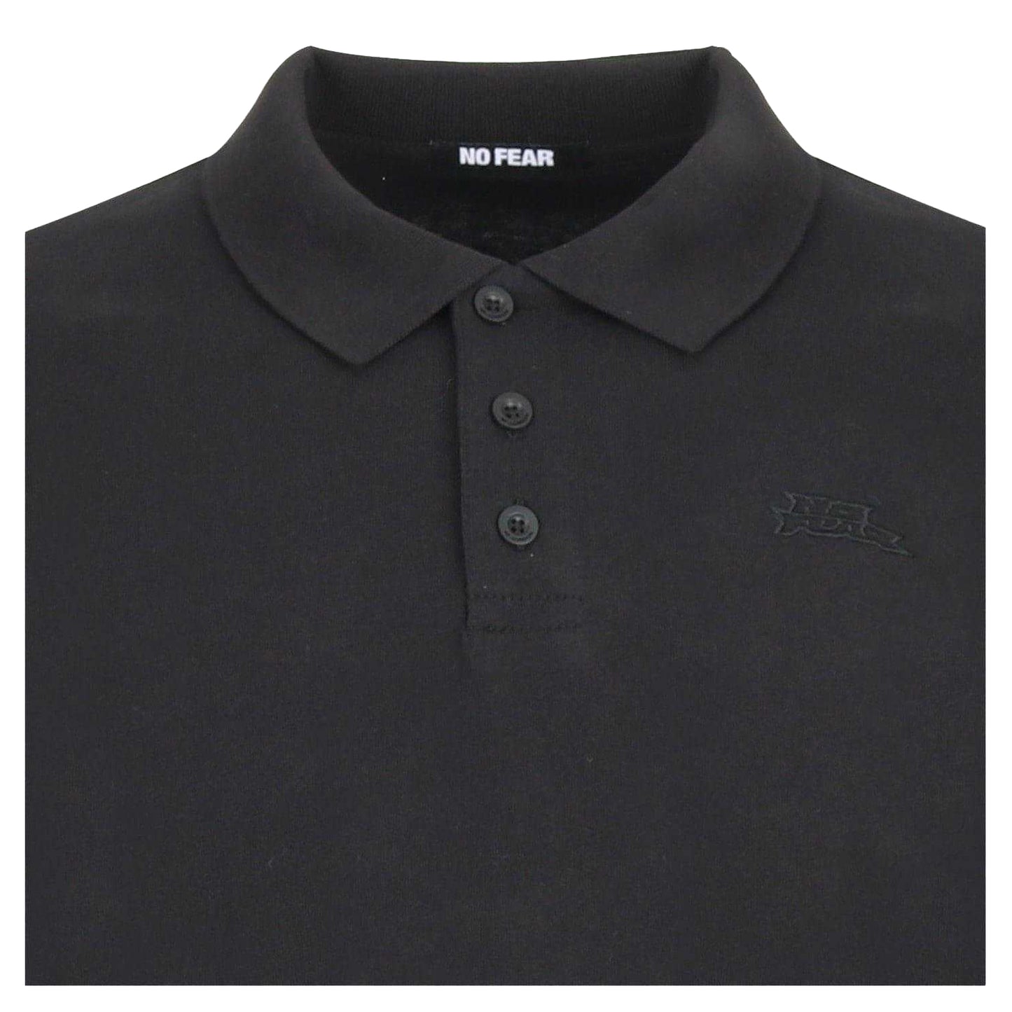 Black - Side - No Fear Mens Long-Sleeved Polo Shirt