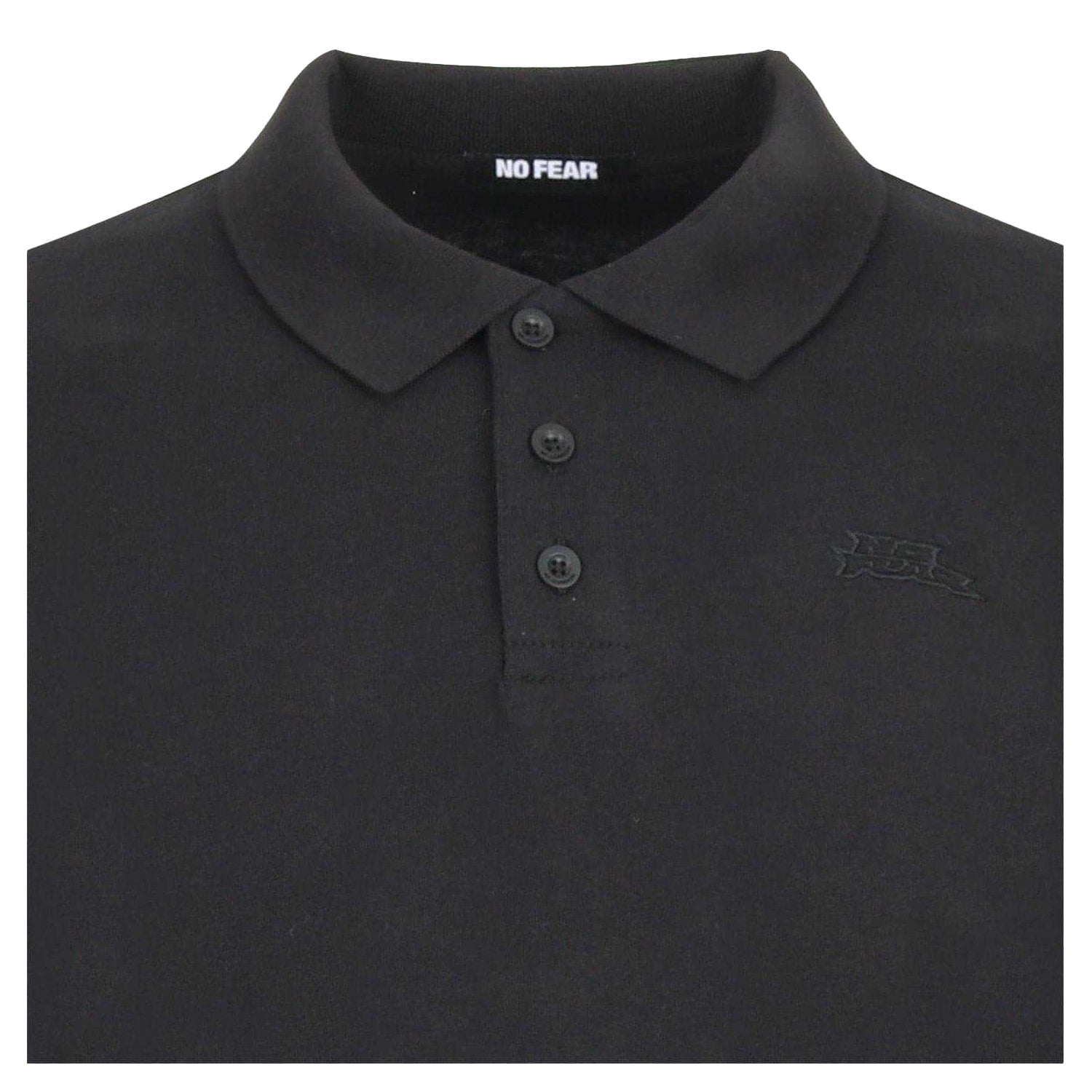Black - Side - No Fear Mens Long-Sleeved Polo Shirt