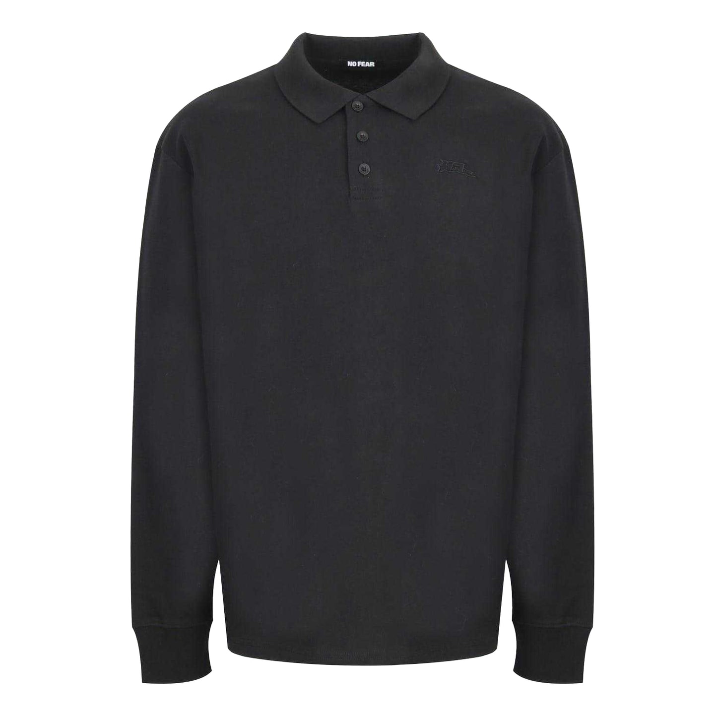 Black - Front - No Fear Mens Long-Sleeved Polo Shirt