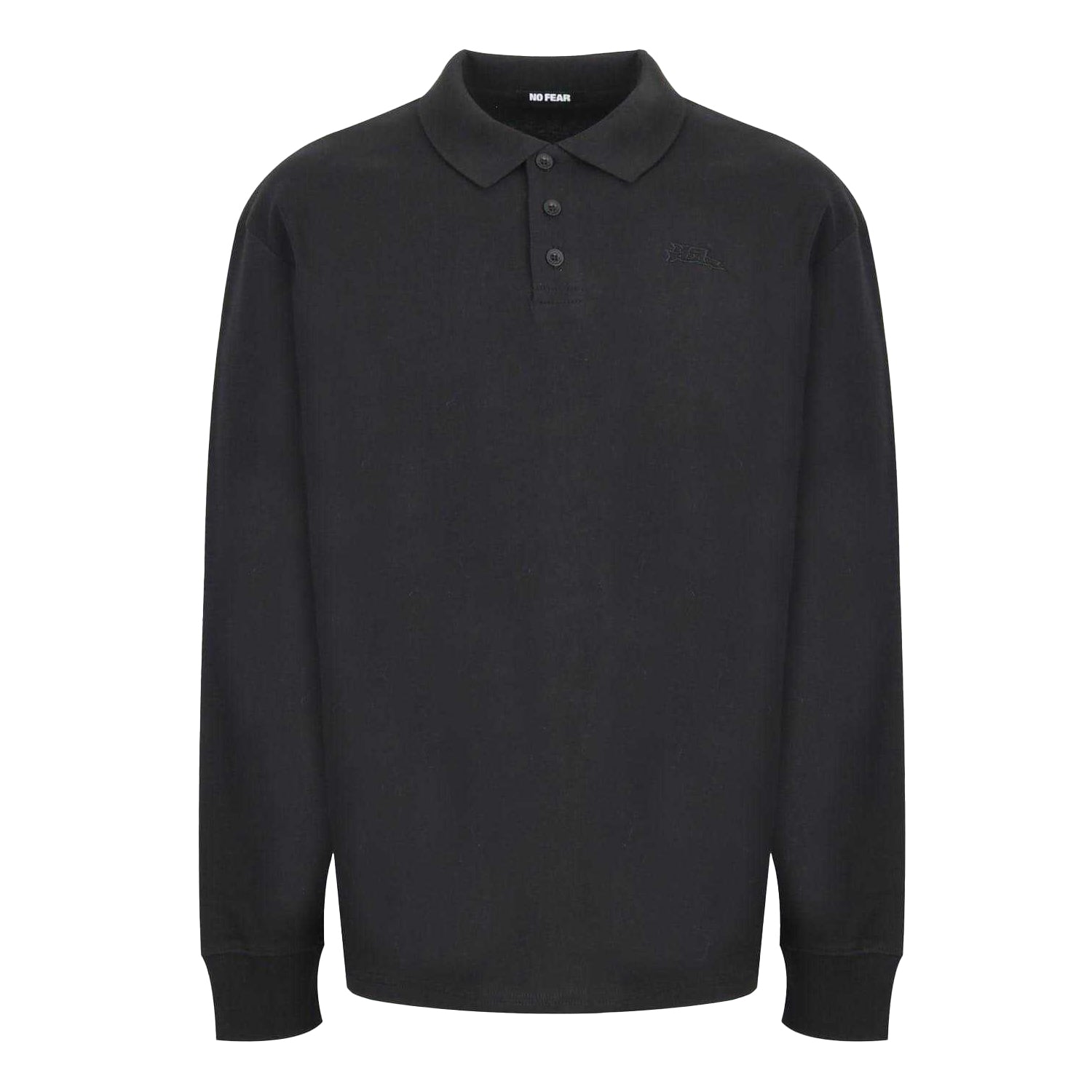 Black - Front - No Fear Mens Long-Sleeved Polo Shirt