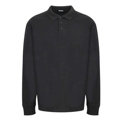 Black - Front - No Fear Mens Long-Sleeved Polo Shirt