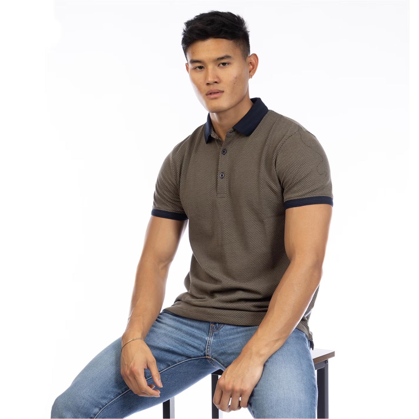 Green - Side - Peter Werth Mens Cosway Collared Polo Shirt