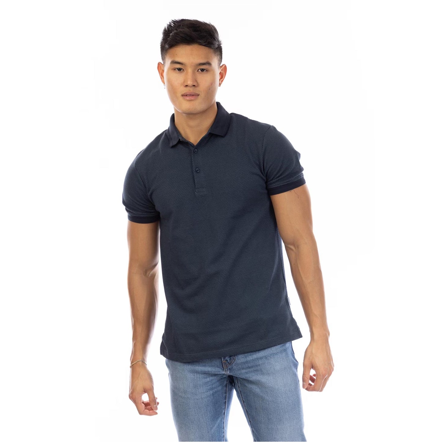 Navy - Front - Peter Werth Mens Cosway Collared Polo Shirt