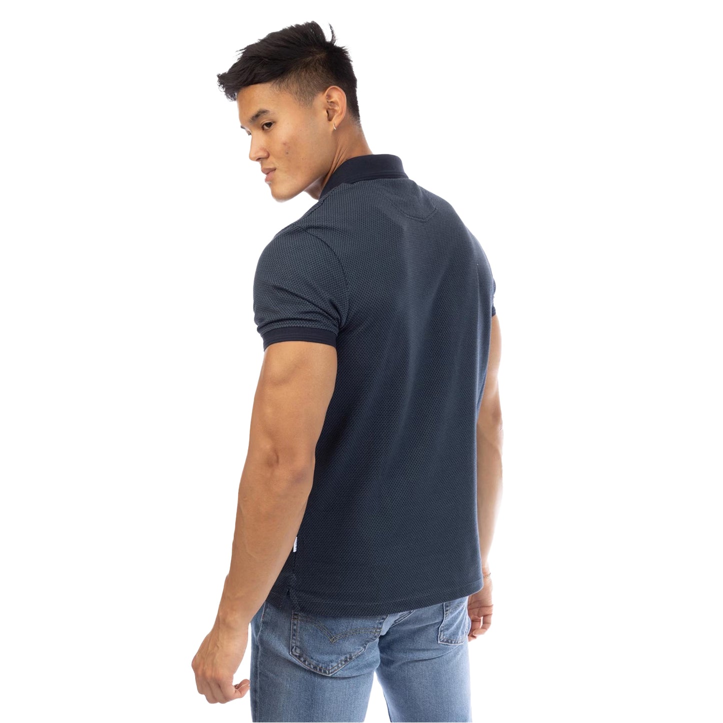 Navy - Back - Peter Werth Mens Cosway Collared Polo Shirt