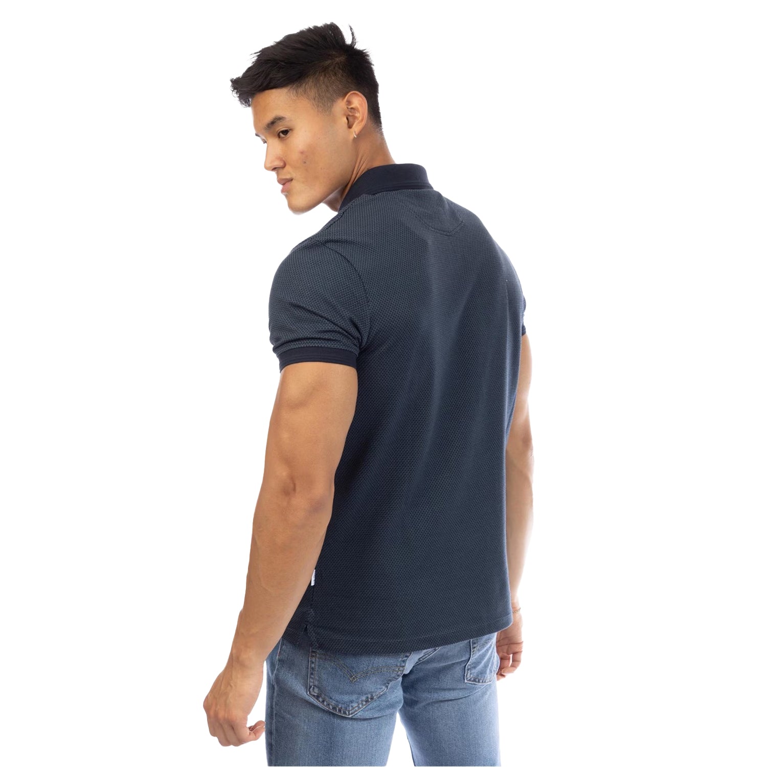 Navy - Back - Peter Werth Mens Cosway Collared Polo Shirt