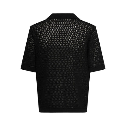 Black - Back - Only Mens Knitted Short-Sleeved Polo Shirt