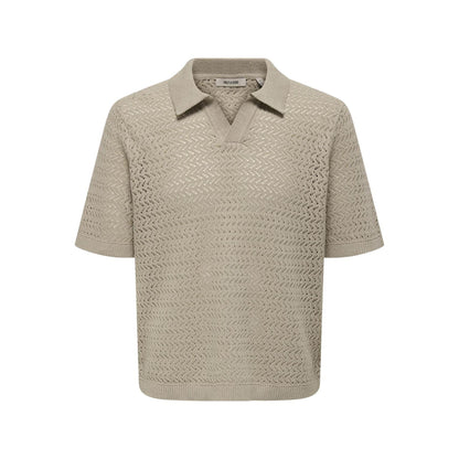 String - Front - Only Mens Knitted Short-Sleeved Polo Shirt