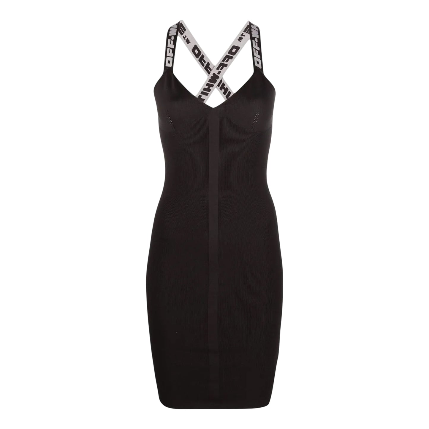 Black-Grey - Front - Off-White Womens-Ladies Spaghetti Strap Midi Dress