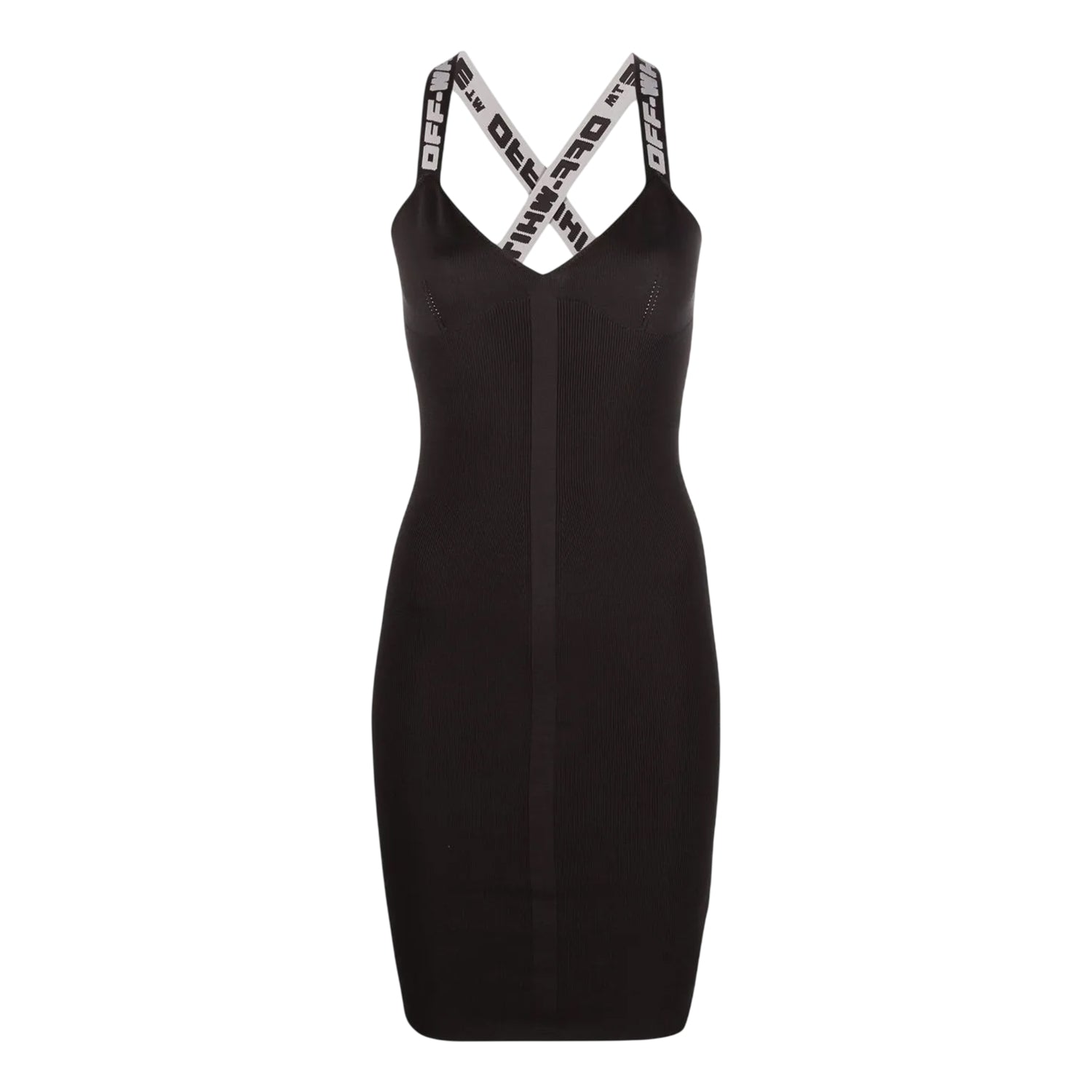 Black-Grey - Front - Off-White Womens-Ladies Spaghetti Strap Midi Dress