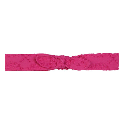 Fuchsia - Side - Carrement Beau Childrens-Kids Cotton Dress And Headband Set