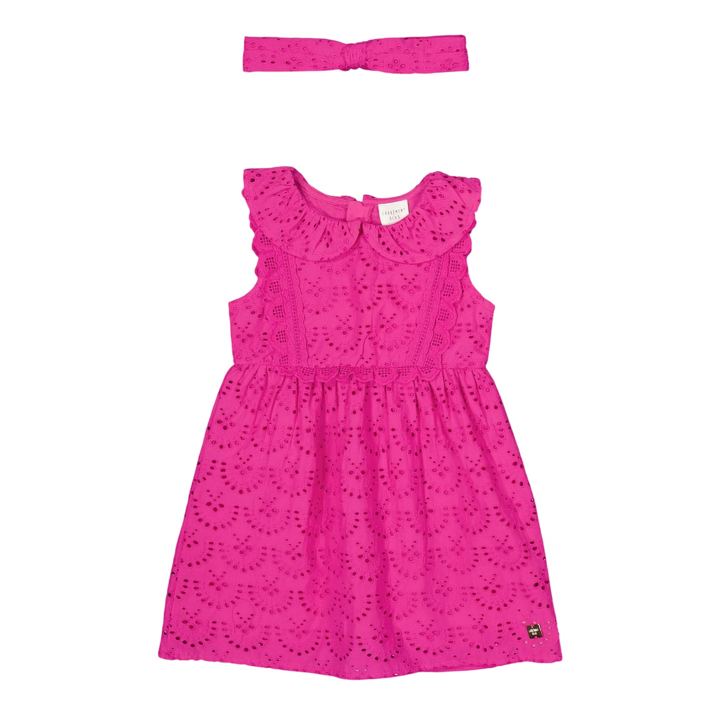 Fuchsia - Front - Carrement Beau Childrens-Kids Cotton Dress And Headband Set
