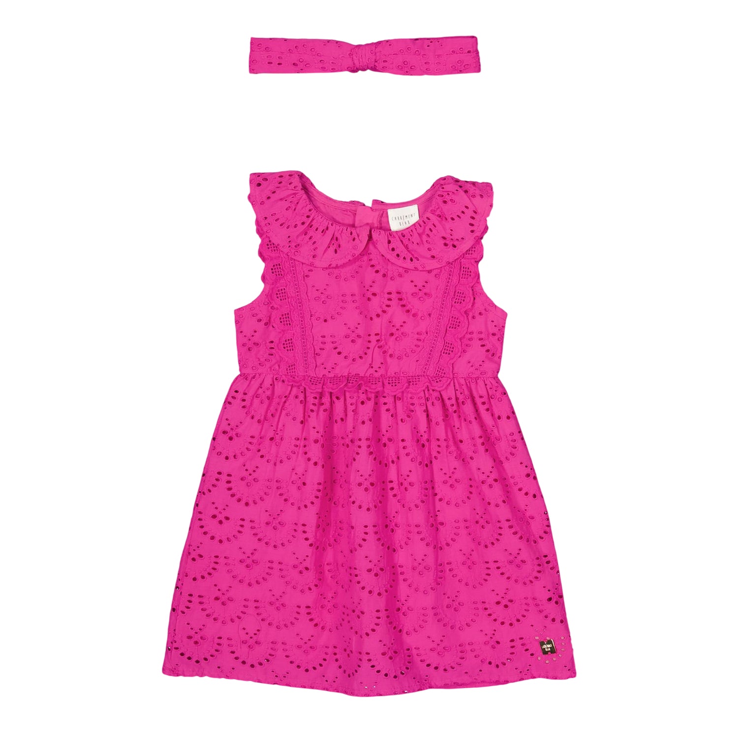 Fuchsia - Front - Carrement Beau Childrens-Kids Cotton Dress And Headband Set