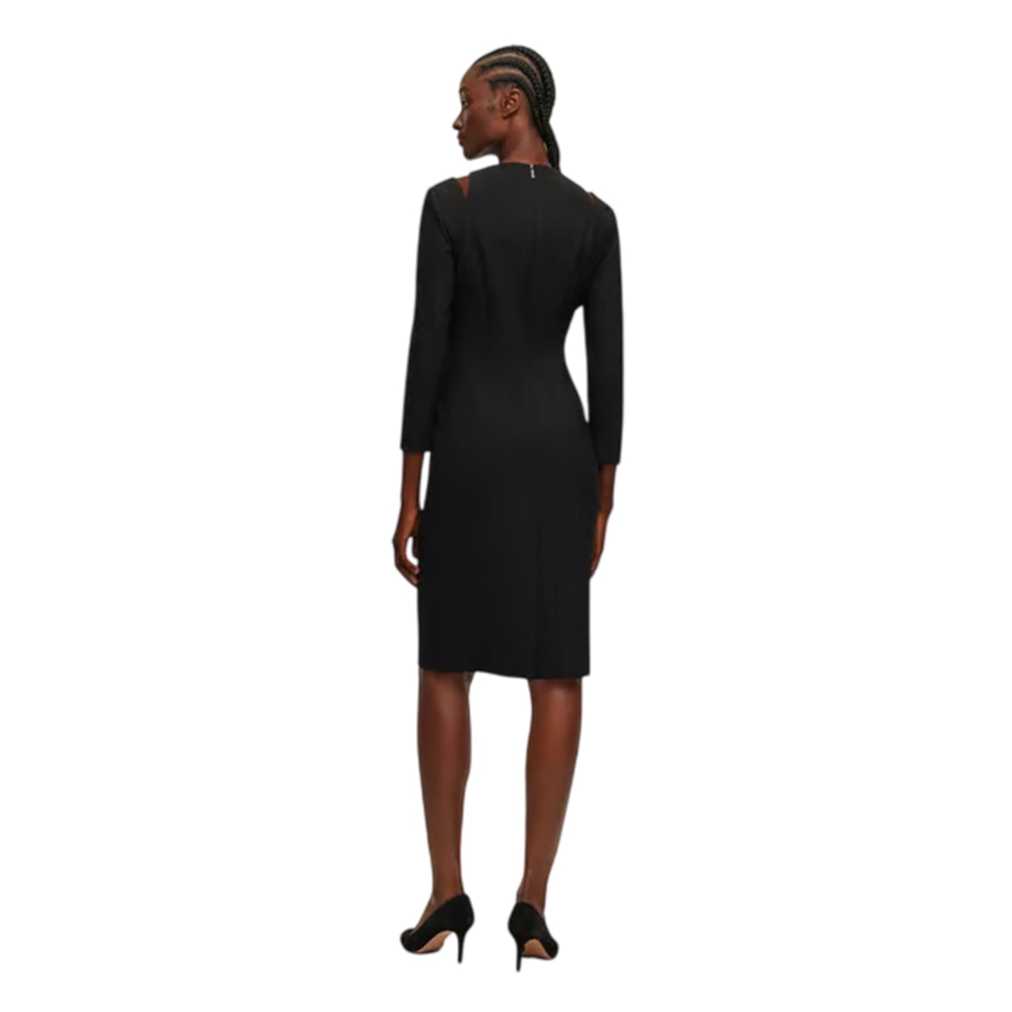 Black - Back - Boss Womens-Ladies Dadeka Crew Neck Slim Bodycon Dress