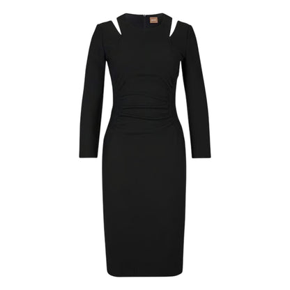 Black - Front - Boss Womens-Ladies Dadeka Crew Neck Slim Bodycon Dress