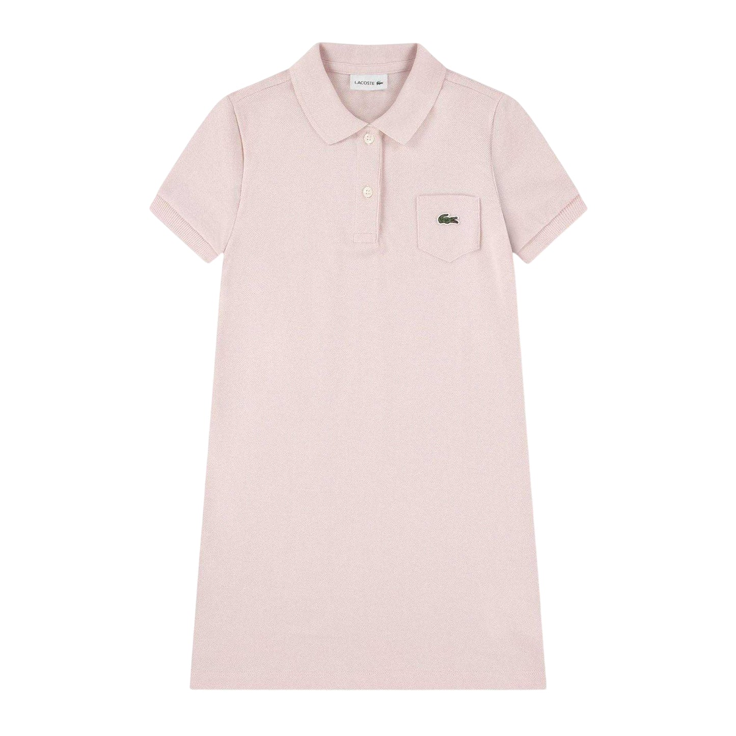 Pink - Front - Lacoste Girls Chest Pocket Polo Shirt Dress