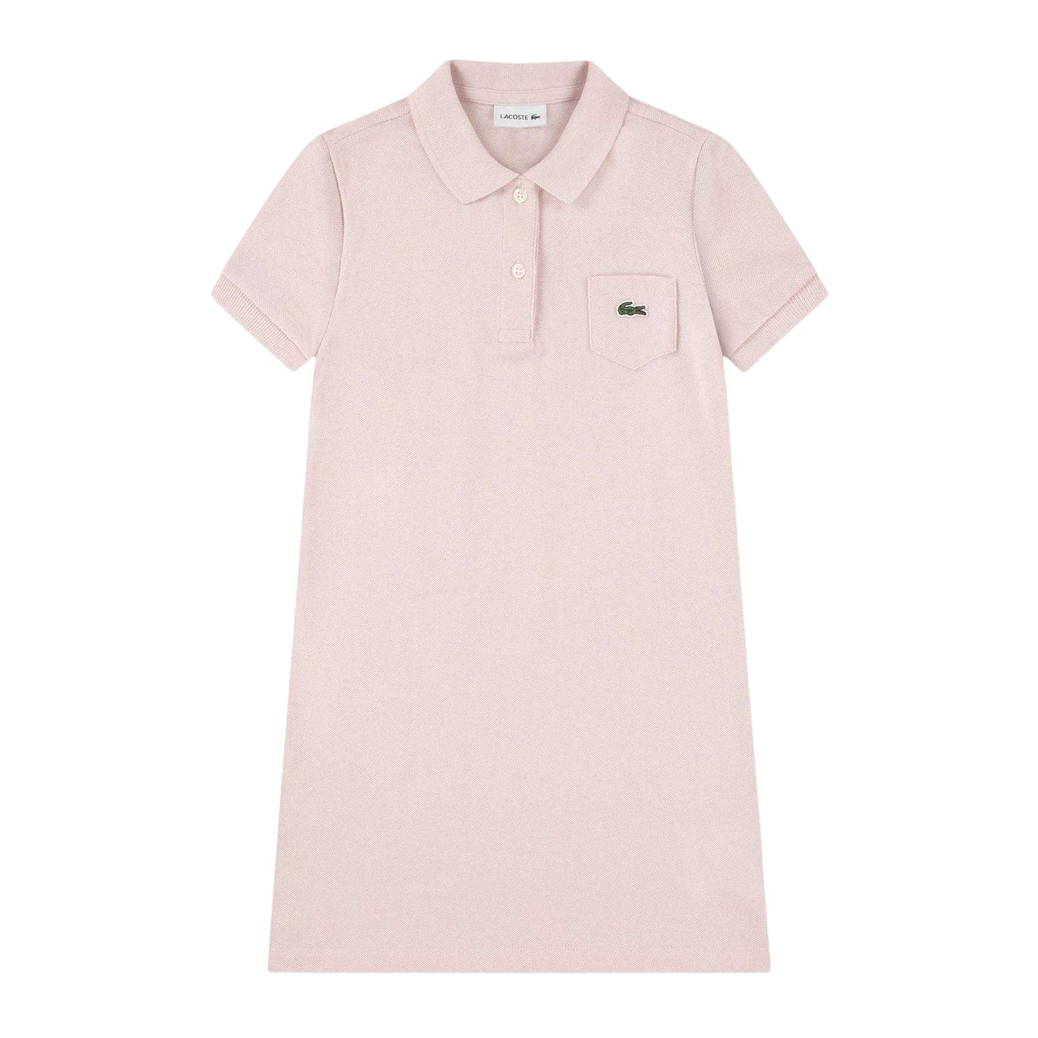 Pink - Front - Lacoste Girls Chest Pocket Polo Shirt Dress