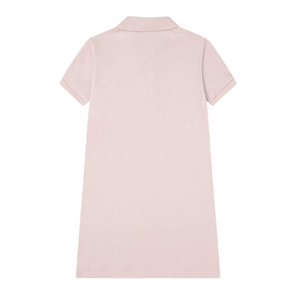 Pink - Back - Lacoste Girls Chest Pocket Polo Shirt Dress