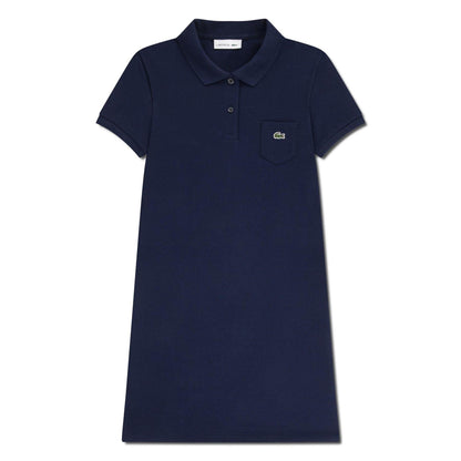 Marine Blue - Front - Lacoste Girls Chest Pocket Polo Shirt Dress