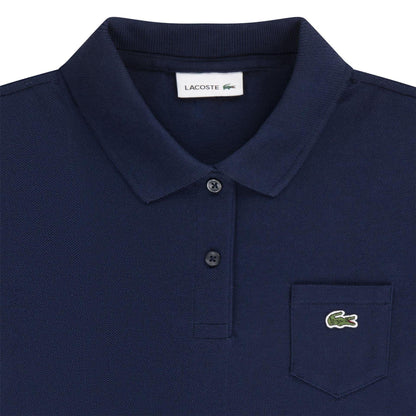 Marine Blue - Side - Lacoste Girls Chest Pocket Polo Shirt Dress