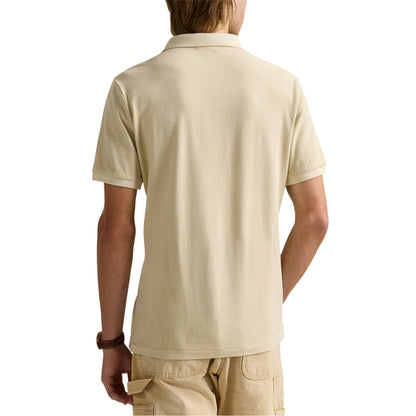 Natural - Back - Ralph Lauren Mens Embroidered Logo Collared Slim Short-Sleeved Polo Shirt