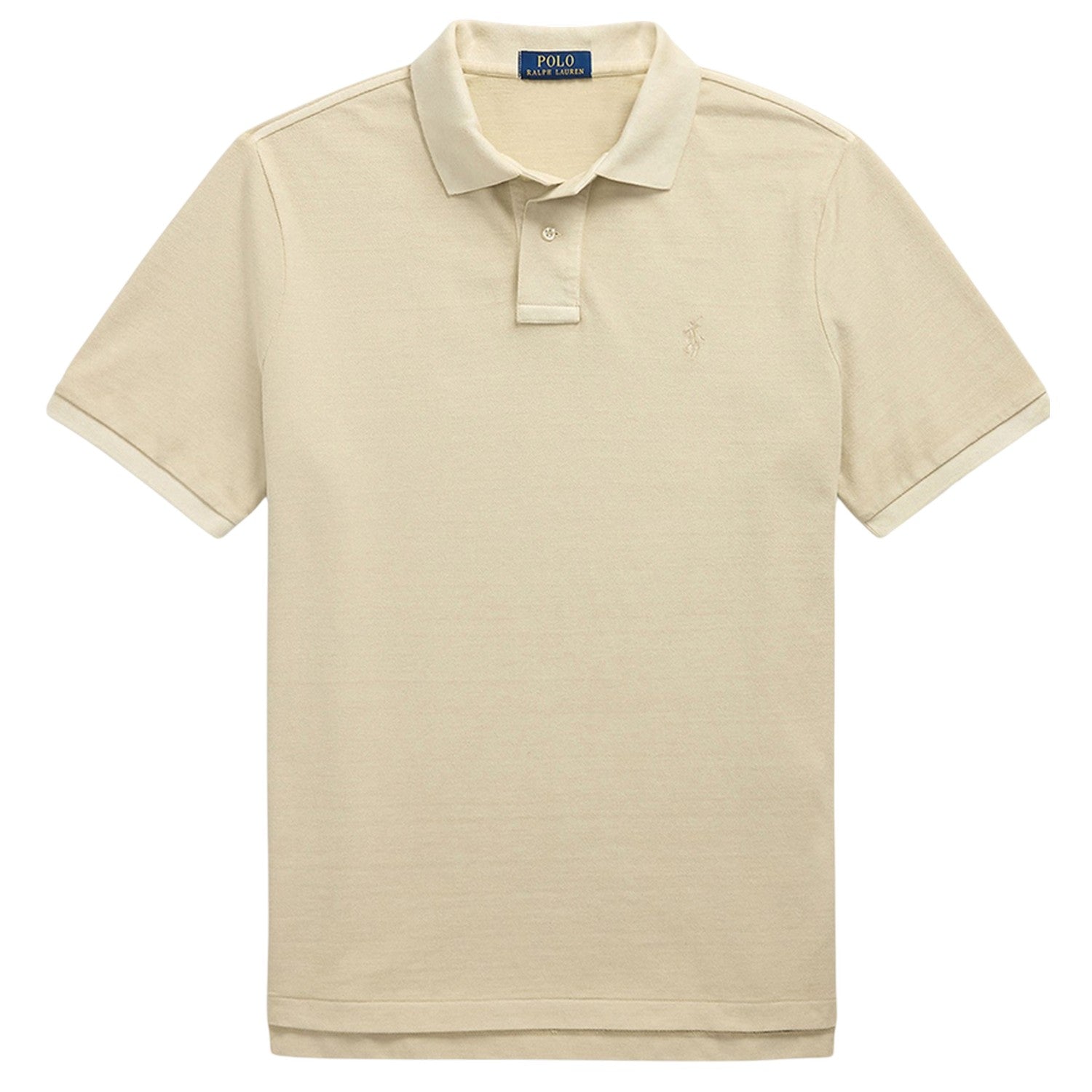 Natural - Front - Ralph Lauren Mens Embroidered Logo Collared Slim Short-Sleeved Polo Shirt