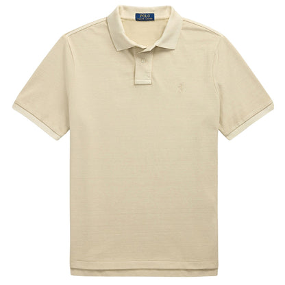 Natural - Front - Ralph Lauren Mens Embroidered Logo Collared Slim Short-Sleeved Polo Shirt