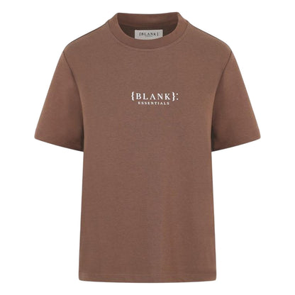 Chocolate - Front - Blank Essentials Womens-Ladies Essentials Logo Boyfriend T-Shirt
