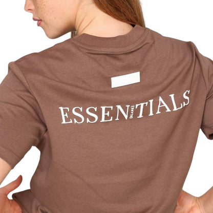 Chocolate - Side - Blank Essentials Womens-Ladies Essentials Logo Boyfriend T-Shirt