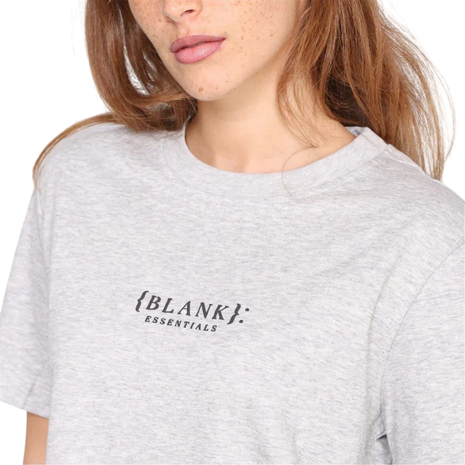 Grey Marl - Side - Blank Essentials Womens-Ladies Essentials Logo Boyfriend T-Shirt