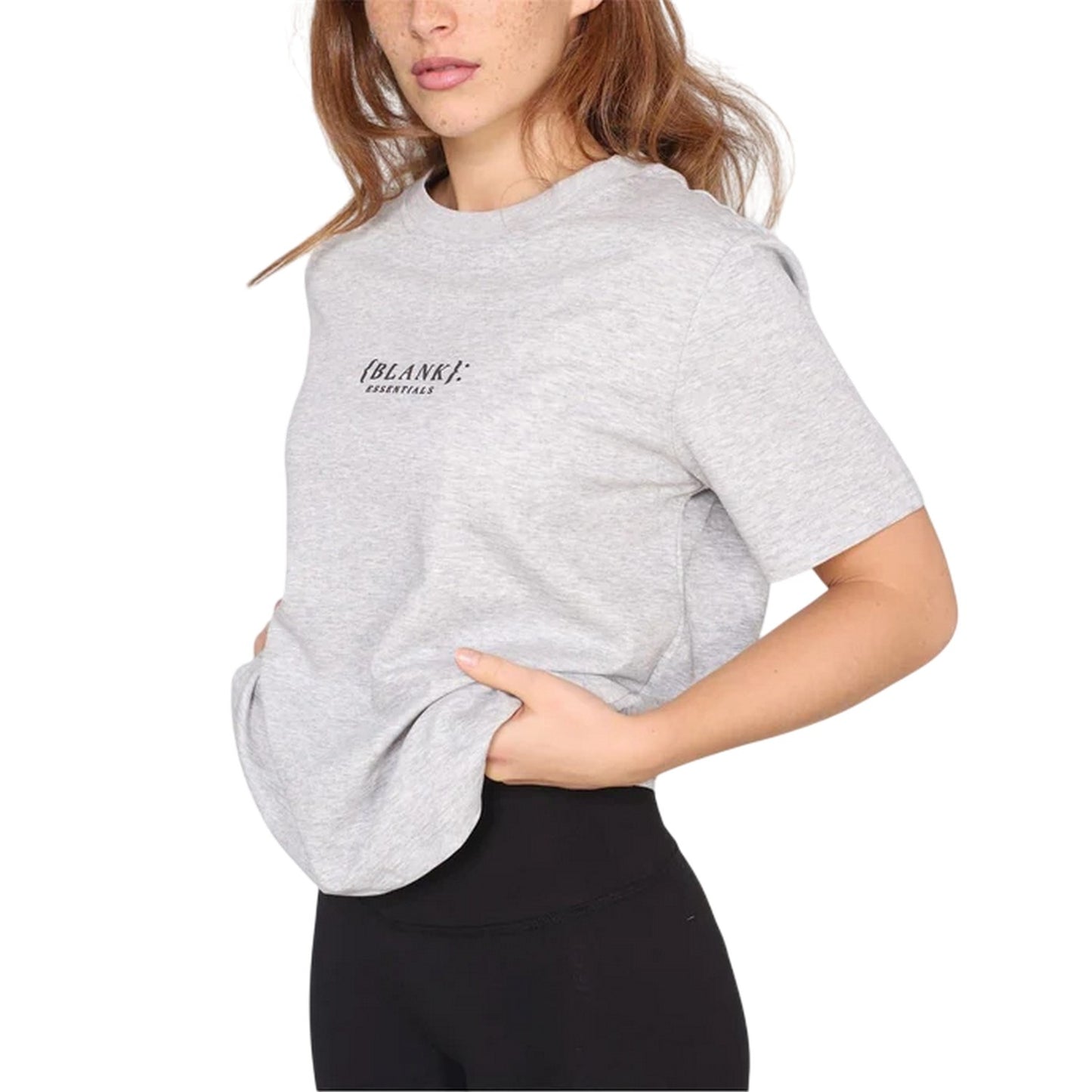 Grey Marl - Lifestyle - Blank Essentials Womens-Ladies Essentials Logo Boyfriend T-Shirt
