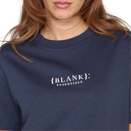 Navy - Side - Blank Essentials Womens-Ladies Essentials Logo Boyfriend T-Shirt