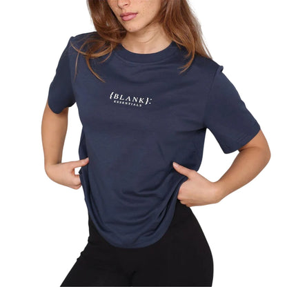 Navy - Lifestyle - Blank Essentials Womens-Ladies Essentials Logo Boyfriend T-Shirt