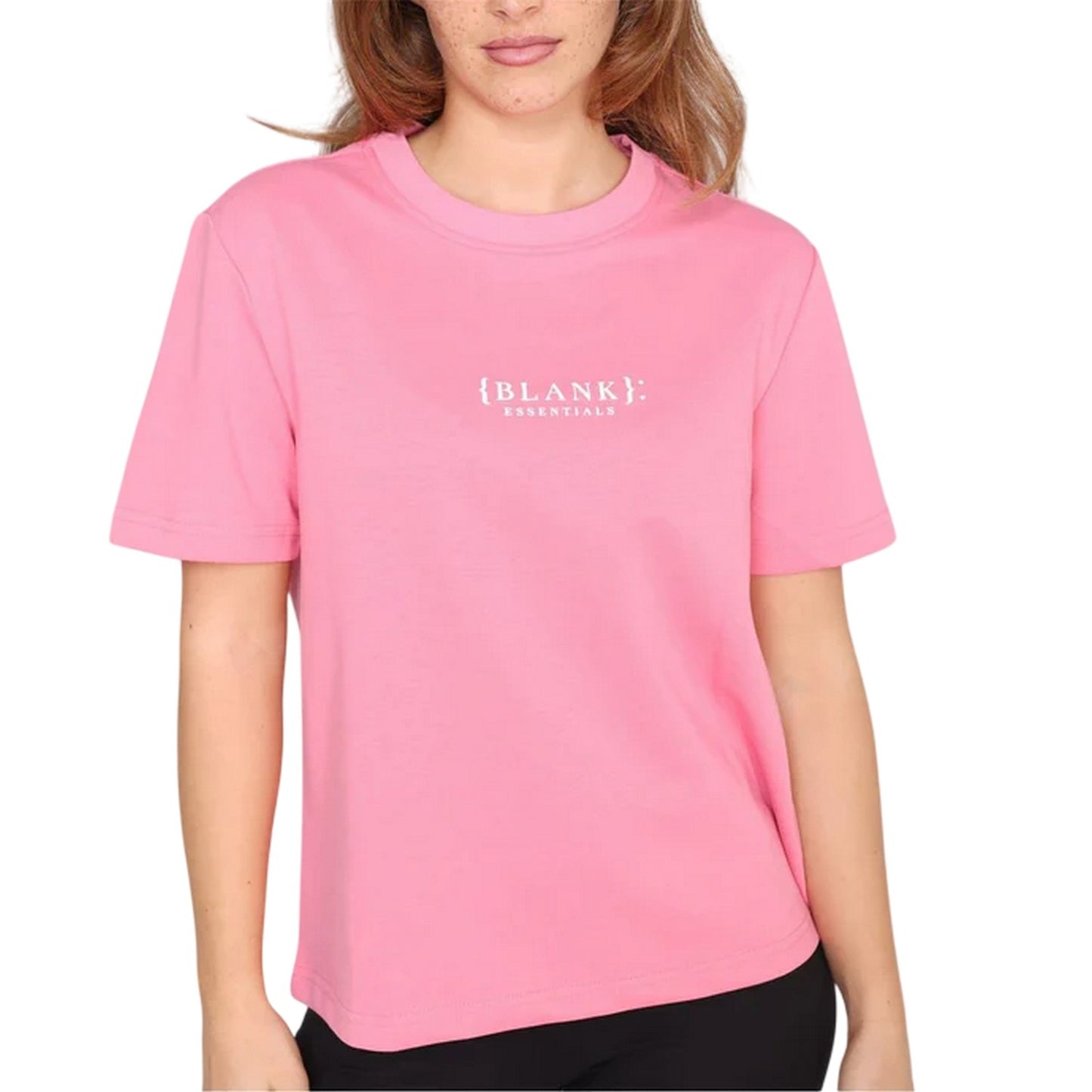 Pop Pink - Lifestyle - Blank Essentials Womens-Ladies Essentials Logo Boyfriend T-Shirt