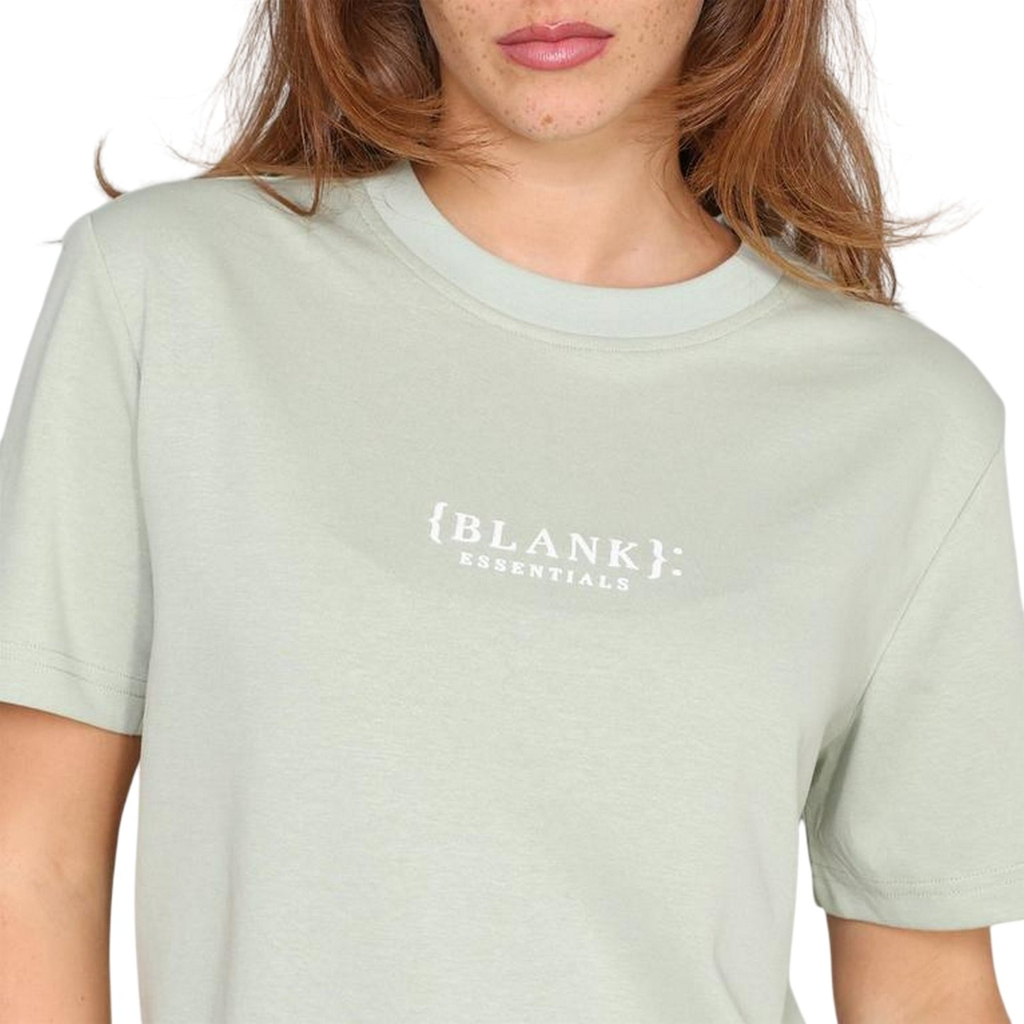 Sage Green - Side - Blank Essentials Womens-Ladies Essentials Logo Boyfriend T-Shirt