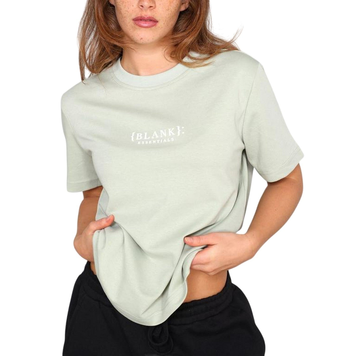 Sage Green - Lifestyle - Blank Essentials Womens-Ladies Essentials Logo Boyfriend T-Shirt