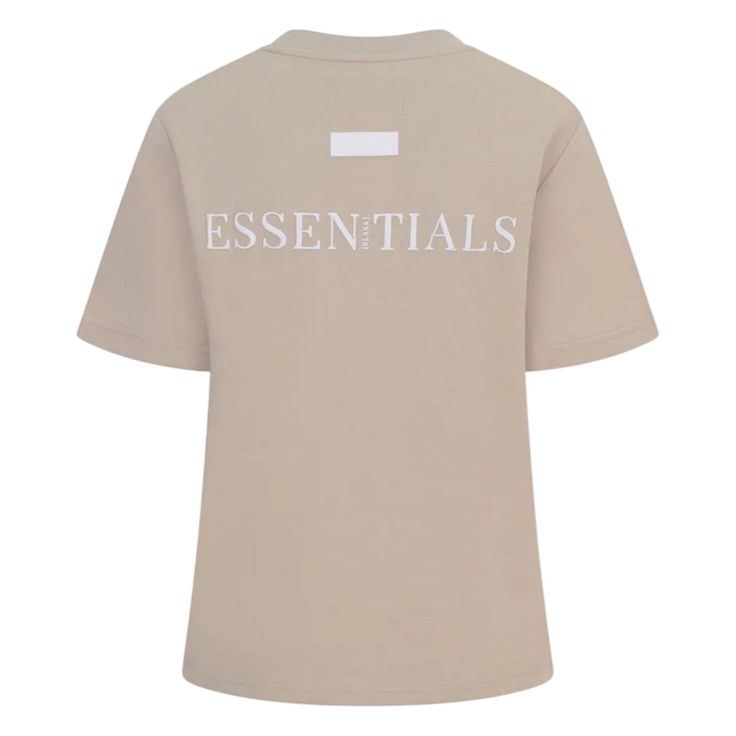 Summer Sand - Back - Blank Essentials Womens-Ladies Essentials Logo Boyfriend T-Shirt