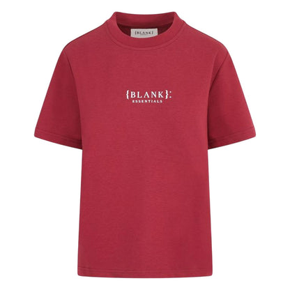 Burgundy - Front - Blank Essentials Womens-Ladies Essentials Logo Boyfriend T-Shirt