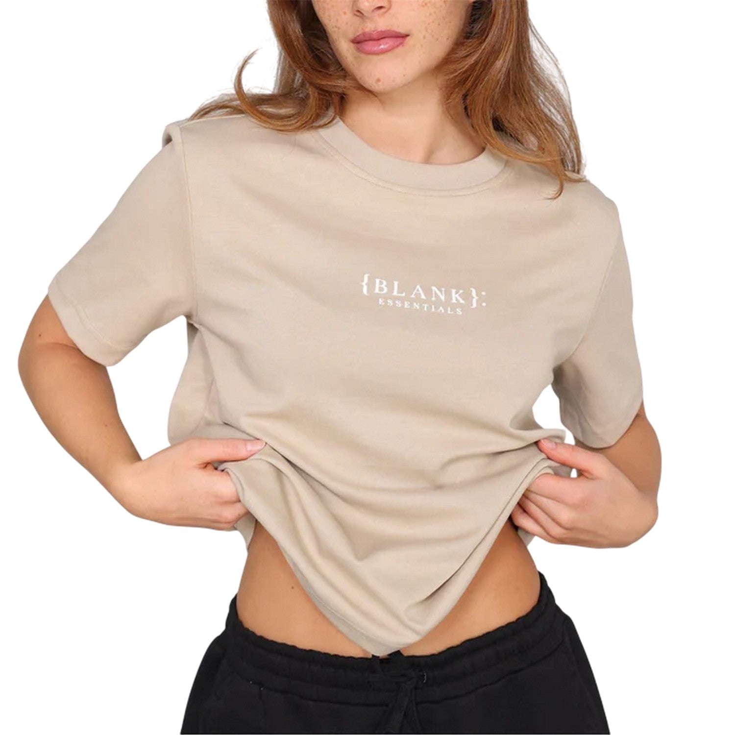 Summer Sand - Lifestyle - Blank Essentials Womens-Ladies Essentials Logo Boyfriend T-Shirt