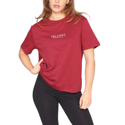 Burgundy - Lifestyle - Blank Essentials Womens-Ladies Essentials Logo Boyfriend T-Shirt