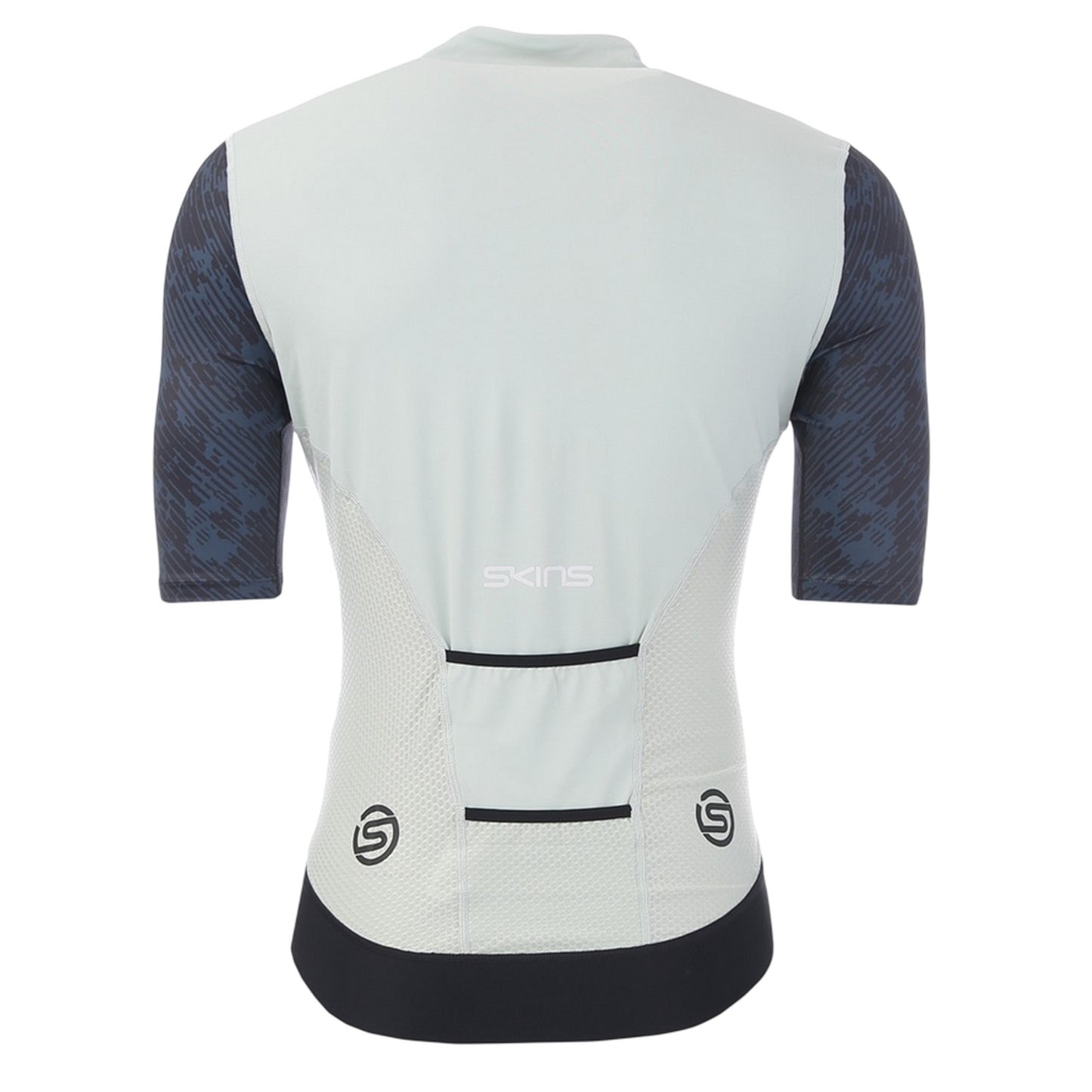 Blue-White - Back - Skins Mens Elite Mock Neck Cycling Top