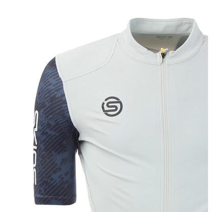 Blue-White - Side - Skins Mens Elite Mock Neck Cycling Top