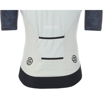 Blue-White - Lifestyle - Skins Mens Elite Mock Neck Cycling Top