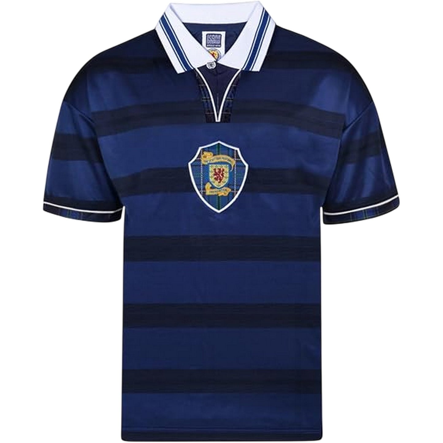 Blue-White - Front - Score Draw Mens Retro International Scotland Football Shirt