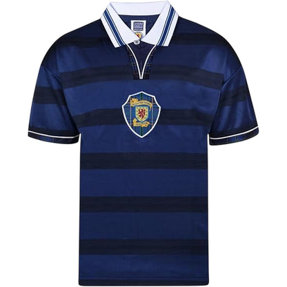 Blue-White - Front - Score Draw Mens Retro International Scotland Football Shirt