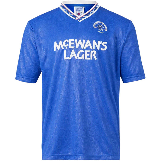Blue - Front - Score Draw Mens Rangers FC Replica Football Shirt