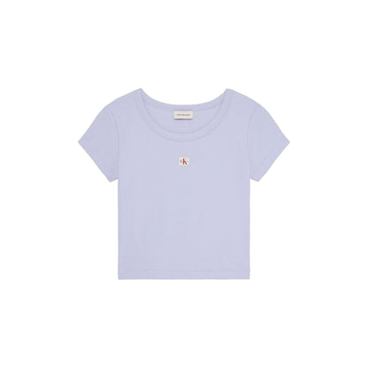 Cosmic Sky - Front - Calvin Klein Womens-Ladies Ribbed Woven Crop Top